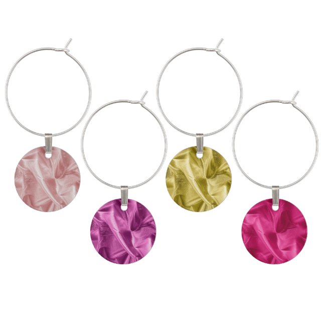 Faux Lame' Metallic Pink. Fuchsia, Gold, Orchid Wine Glass Charm (Staggered)