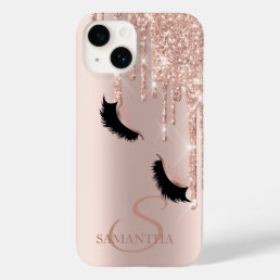 Faux Lashes Glitter Rose Gold Drips  Case-Mate iPhone 14 Case