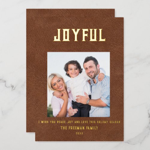 Faux Lather Minimal Christmas Foil Holiday Card