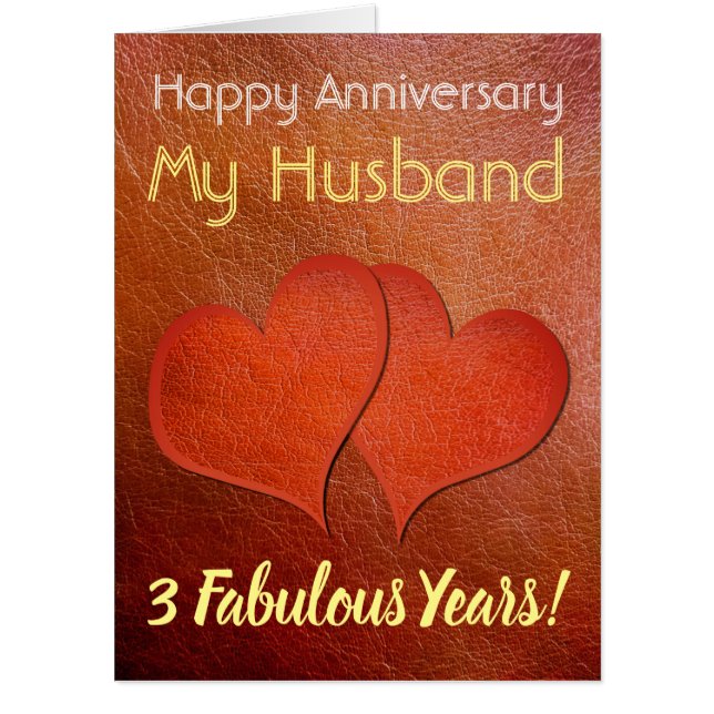 Faux Leather 3rd Anniversary Card For Husband (Front)