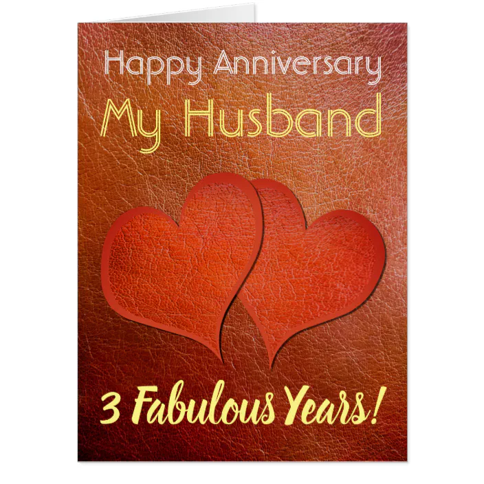 Faux Leather 3rd Anniversary Card For Husband Zazzle Com