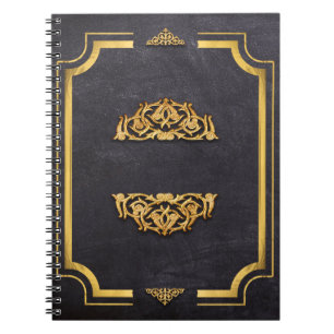 Faux Leather and Gilded Gold Scrollwork Notebook