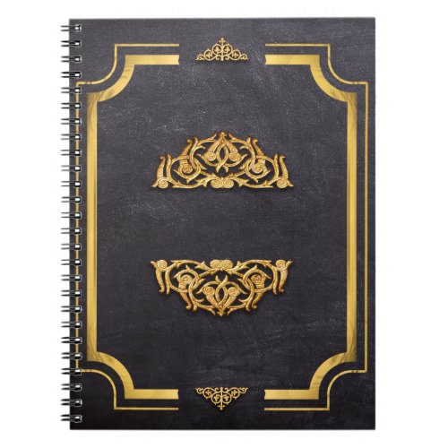 Faux Leather and Gilded Gold Scrollwork Notebook