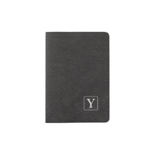 Faux Leather and Gray Monogram Design Passport Holder