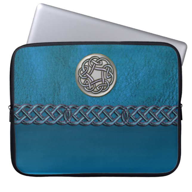 Faux Leather and Metal Celtic Knot Laptop Sleeve (Front)