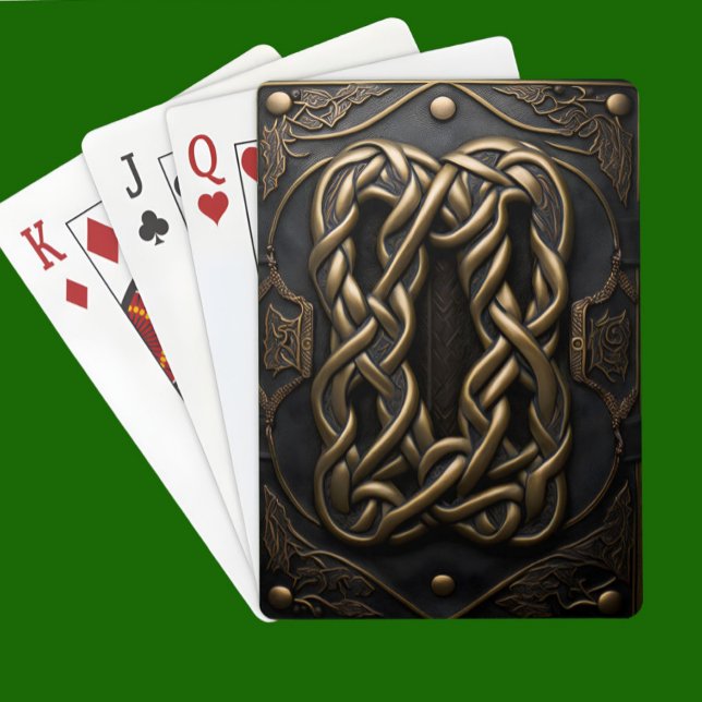 Faux Leather and Metal Poker Cards (Reverse of playing card showing a faux leather and metal fantasy design.)