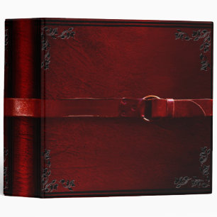 Faux Leather & Belt Blood Red Binder