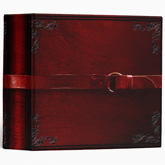 Faux Leather & Belt Blood Red Binder (Front/Spine)