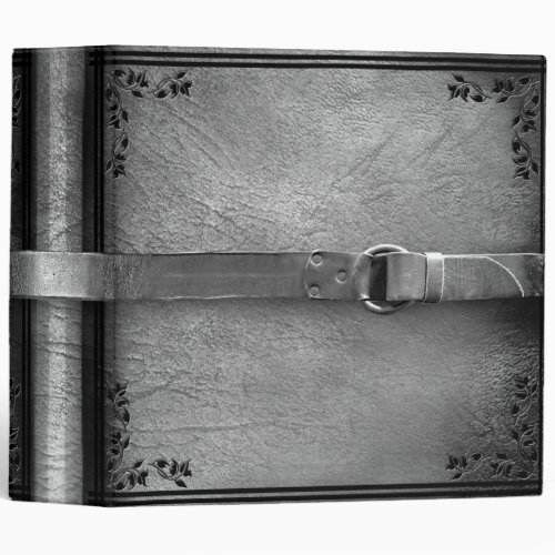 Faux Leather  Belt Silver Gray Binder