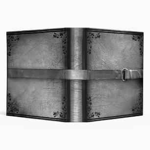 Faux Leather & Belt Silver Gray Binder