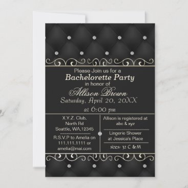 FAUX leather black bachelorette party invite