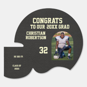 Faux Leather Black Congrats Grad Helmet Yard Sign