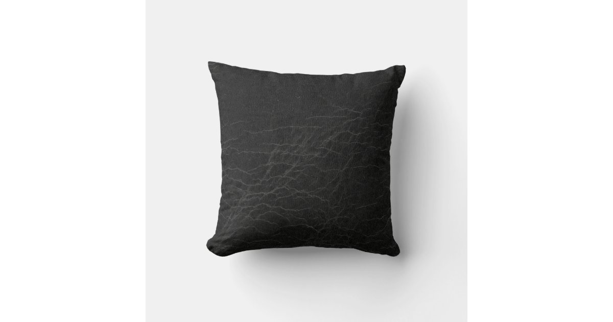 Faux Leather Black Rawhide Throw Pillow Zazzle
