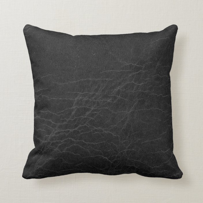 Faux Leather Black Rawhide Throw Pillow