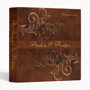 Faux Leather Bronze Scroll Story Of Our Wedding Binder by theedgeweddings at Zazzle