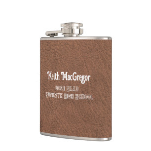 Faux Leather Brown Graduation Gift Flask
