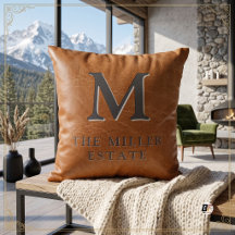 Faux Leather Brown Rustic Monogram