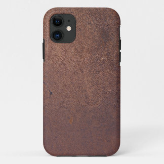 Faux leather, brown with some marks and scratches iPhone 11 case