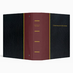 Faux Leather Burgundy and Black Corporate Records 3 Ring Binder