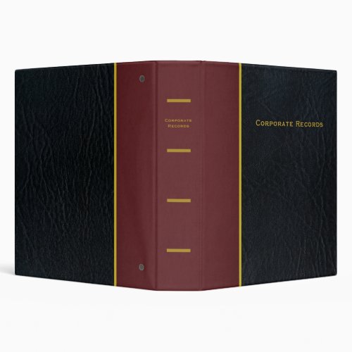 Faux Leather Burgundy and Black Corporate Records 3 Ring Binder