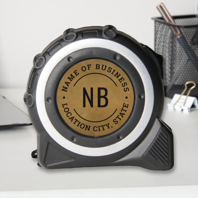 Faux Leather Business Monogram Stamp Tape Measure (Creator Uploaded)