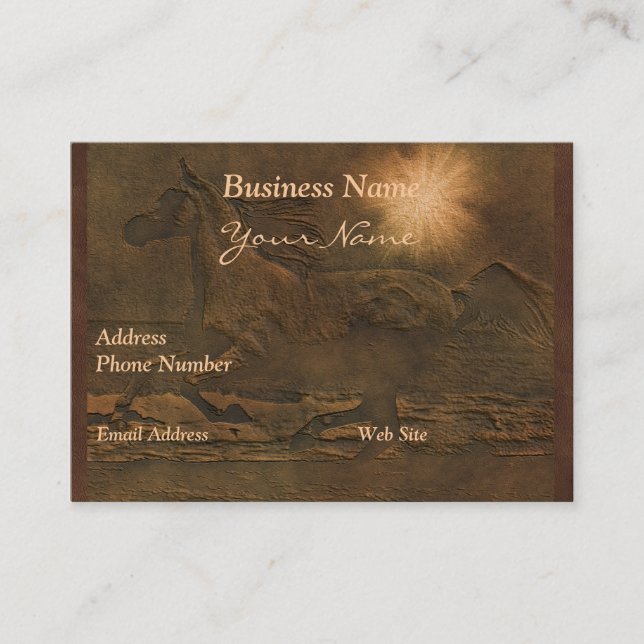 Faux Leather Cantering Horse on Leather-look Card (Front)