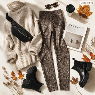 Faux Leather Chocolate Mocha Textured  Leggings