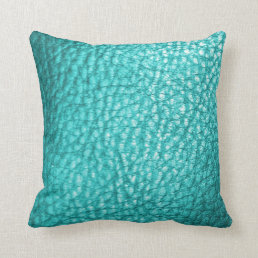 Faux Leather Clear Cool Light Blue Throw Pillow