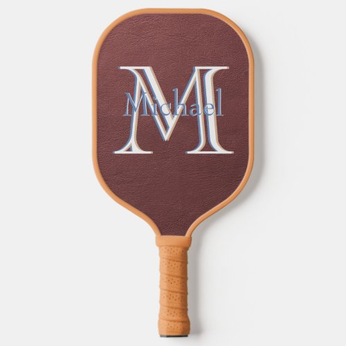 Faux Leather Custom Tri_Color Monogram and Name  Pickleball Paddle