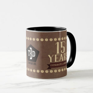 Faux leather employee milestone anniversary mug