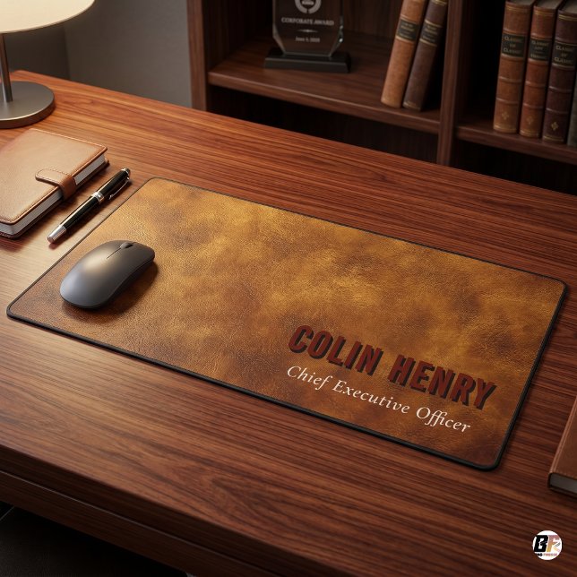 Faux Leather Executive Custom Name & Tile Desk Mat (Creator Uploaded)