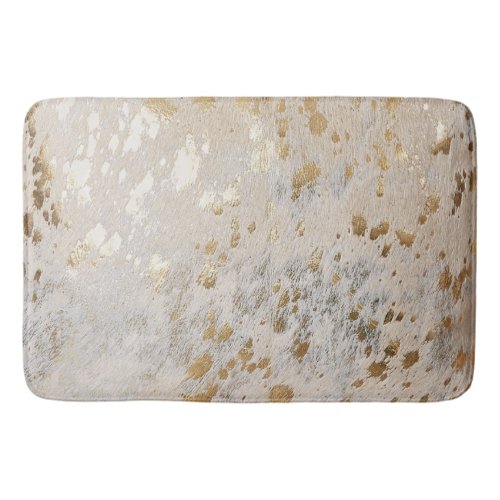 Faux Leather Gold Cowhide Print Metallic Bath Mat