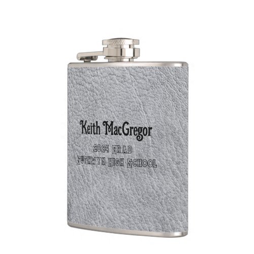 Faux Leather Gray Graduation Gift Flask
