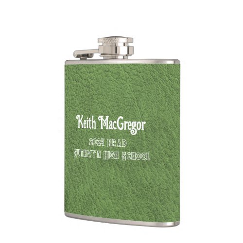 Faux Leather Green Graduation Gift Flask
