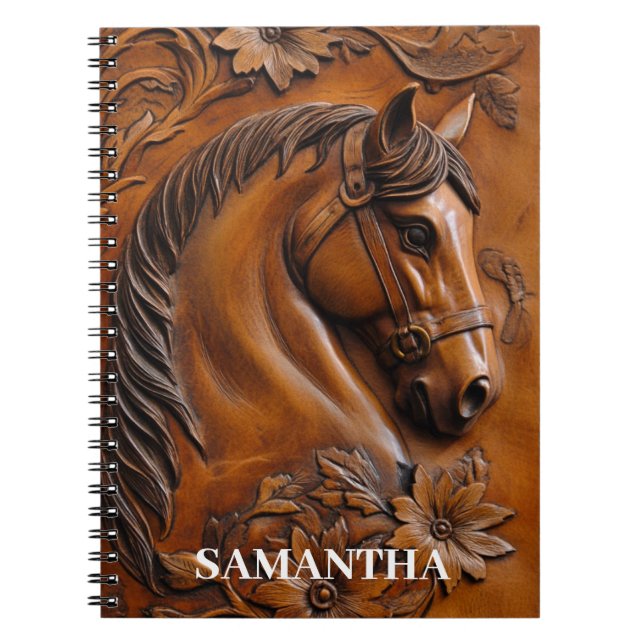 Faux Leather Horse Personalized  Notebook (Front)