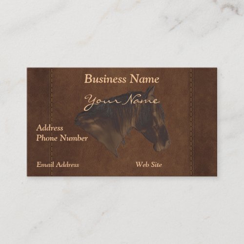 Faux Leather Horse Portrait on Leather-look Card Business Cards