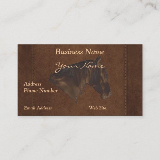 Customizable Faux Leather Horse Portrait on Leather-look Card Business Cards