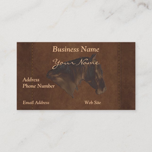 Faux Leather Horse Portrait on Leather-look Card (Front)