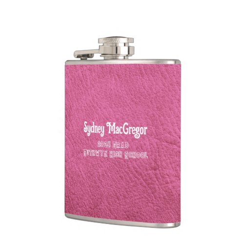 Faux Leather Hot Pink Daughter Grad Gift Flask