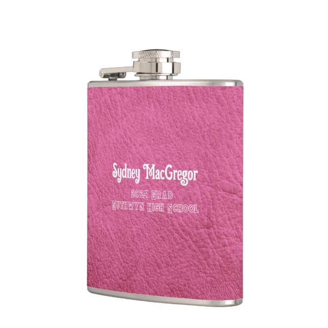Faux Leather Hot Pink Daughter Grad Gift Flask (Left)