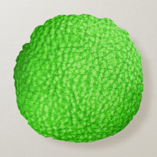 Faux Leather Light Lime Round Pillow
