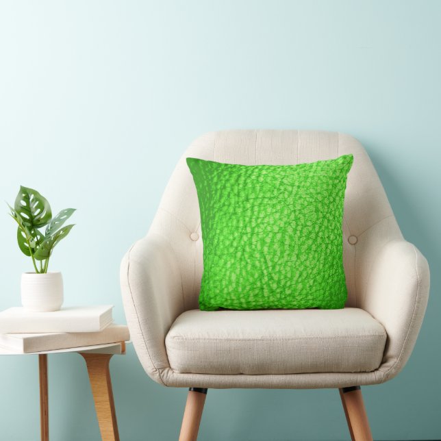 Faux Leather Light Lime Throw Pillow (Chair)