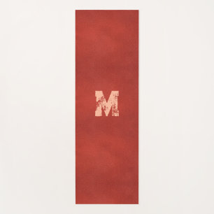 Faux Leather Look Distressed Text Monogram Name Yoga Mat