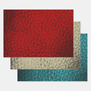 Faux Leather Mix design- Rich Tone set Wrapping Paper Sheets