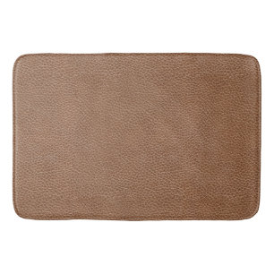 Faux Leather Natural Brown Bathroom Mat