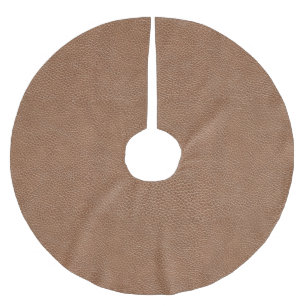 Faux Leather Natural Brown Brushed Polyester Tree Skirt