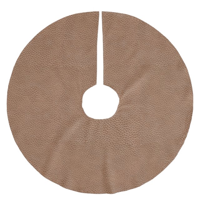 Faux Leather Natural Brown Brushed Polyester Tree Skirt (Front)
