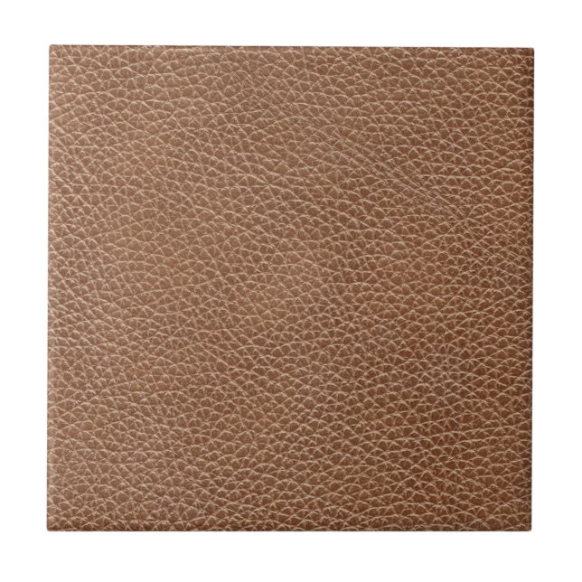Faux Leather Natural Brown Ceramic Tile (Front)