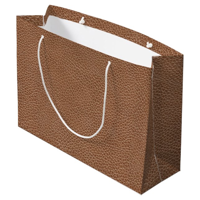 Faux Leather Natural Brown Large Gift Bag (Back Angled)