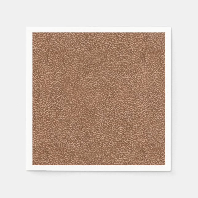 Faux Leather Natural Brown Paper Napkins (Front)